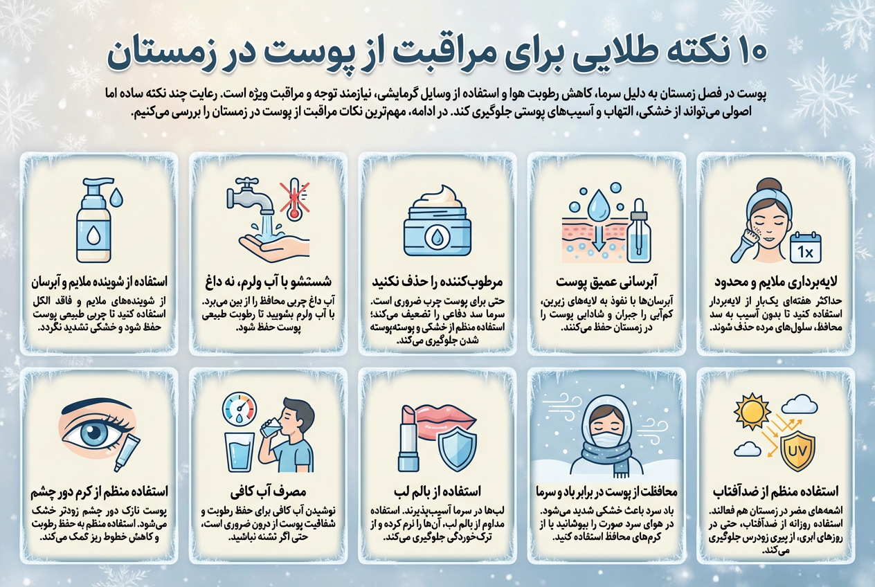 ۱۰ نکته طلایی برای مراقبت از پوست در زمستان